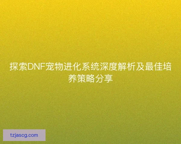 探索DNF宠物进化系统深度解析及最佳培养策略分享